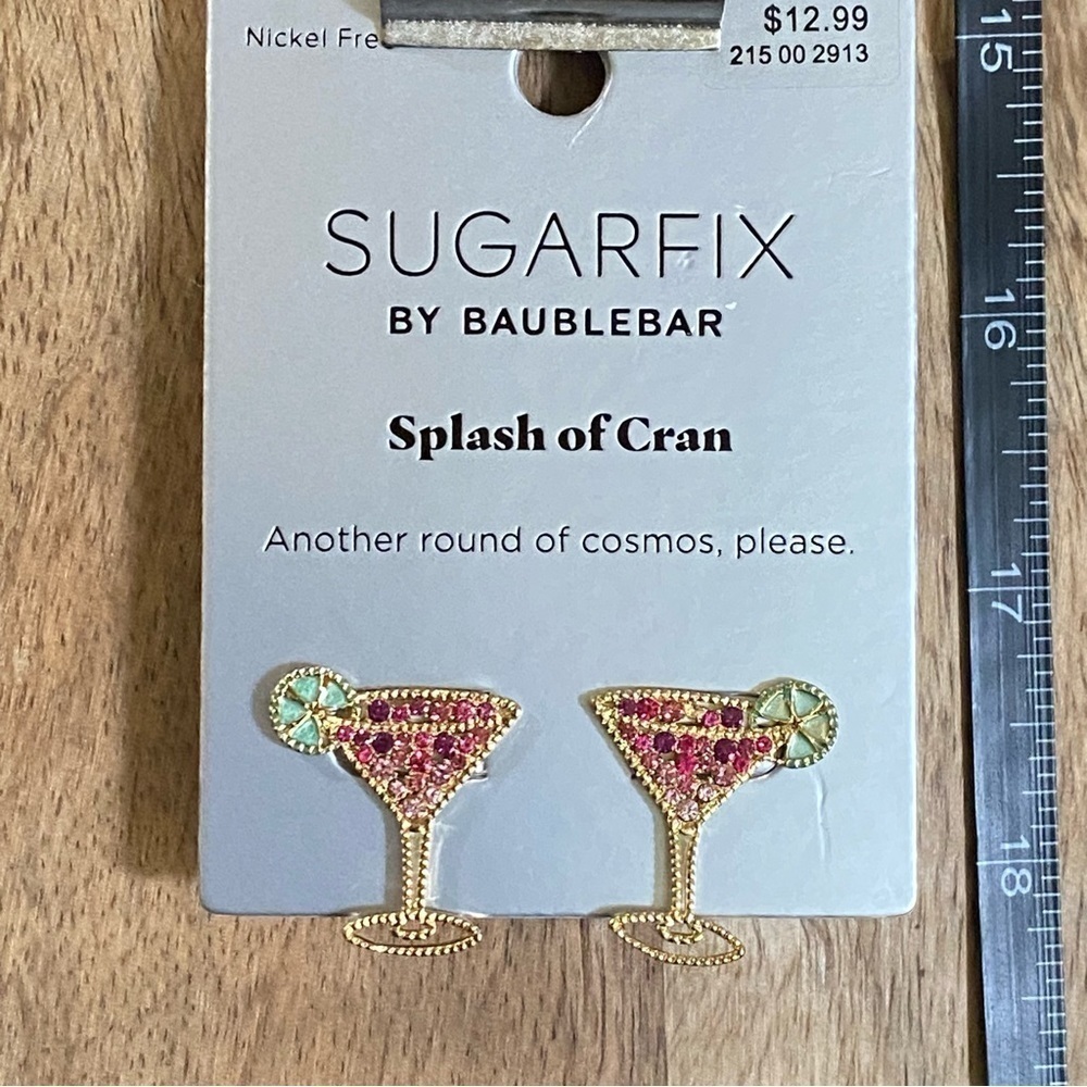 BaubleBar Splash of Cran Cosmos Cocktails Stud Earrings Sugarfix Pink Gold - Picture 4 of 6